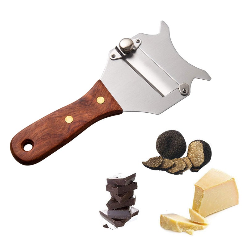 IMEEA Truffle Slicer Shaver Stainless Steel Chocolate Cheese Shaver Grater Curler with Adjustable Smooth Blade and Wood Handle - Image 1